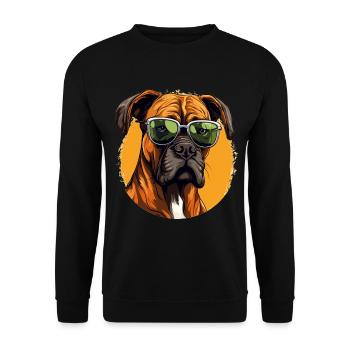 Boxer chien de race animal de compagnie avec lunettes de soleil - Sweat-shirt Unisexe - noir - Devant - Alina (178cm) & Michal (187cm)