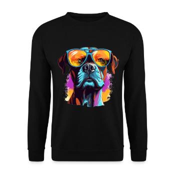 Boxer Dog Breed Pet Sunflowers Pop Art Colorful - Unisex Sweatshirt - black - Front - Alina (178cm) & Michal (187cm)
