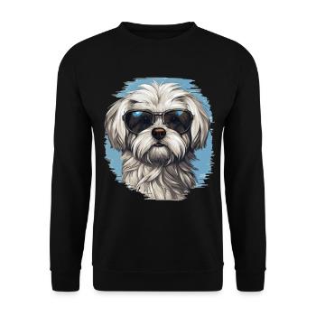 Maltese Dog Breed Pet with Sunglasses - Unisex Pullover - Schwarz - Vorne - Alina (178cm) & Michal (187cm)