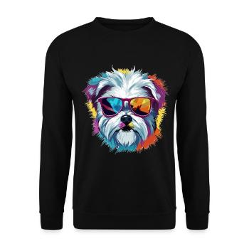 Chien maltais de race animal de compagnie avec lunettes de soleil Pop Art - Sweat-shirt Unisexe - noir - Devant - Alina (178cm) & Michal (187cm)
