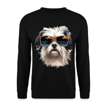 Maltese Dog Breed Pet with Sunglasses - Unisex Pullover - Schwarz - Vorne - Alina (178cm) & Michal (187cm)
