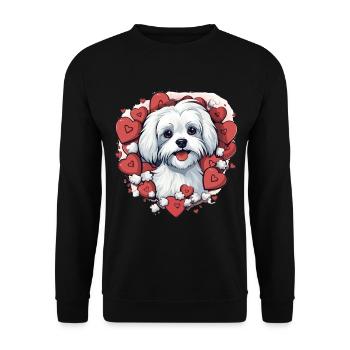 Maltese Dog Breed Pet Cute Graphic with Hearts - Unisex Pullover - Schwarz - Vorne - Alina (178cm) & Michal (187cm)