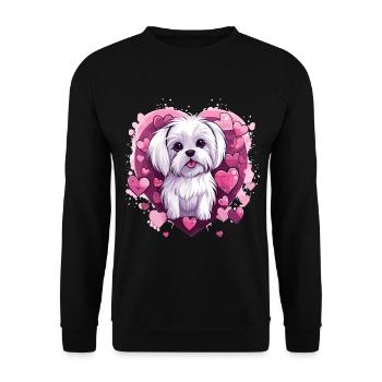 Maltese Dog Breed Pet Cute Graphic with Hearts - Unisex Sweatshirt - black - Front - Alina (178cm) & Michal (187cm)