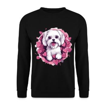 Maltese Dog Breed Pet Cute Graphic with Hearts - Unisex Sweatshirt - black - Front - Alina (178cm) & Michal (187cm)