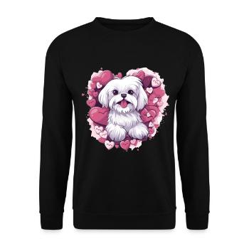Maltese Dog Breed Pet Cute Graphic with Hearts - Unisex Sweatshirt - black - Front - Alina (178cm) & Michal (187cm)