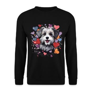 Morkie chien race animal mignon graphique avec des coeurs - Sweat-shirt Unisexe - noir - Devant - Alina (178cm) & Michal (187cm)
