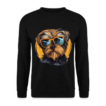 Morkie Dog Breed Pet Cute Graphic with Sunglasses - Unisex Sweatshirt - black - Front - Alina (178cm) & Michal (187cm)