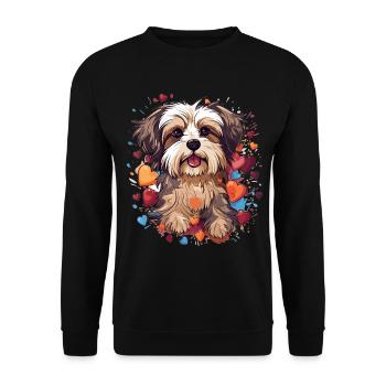 Morkie chien race animal mignon graphique avec des coeurs - Sweat-shirt Unisexe - noir - Devant - Alina (178cm) & Michal (187cm)