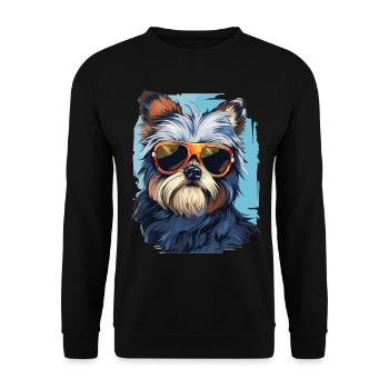 Morkie Dog Breed Pet Cute Graphic with Sunglasses - Unisex Sweatshirt - black - Front - Alina (178cm) & Michal (187cm)