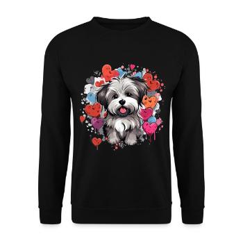 Morkie chien race animal mignon graphique avec des coeurs - Sweat-shirt Unisexe - noir - Devant - Alina (178cm) & Michal (187cm)