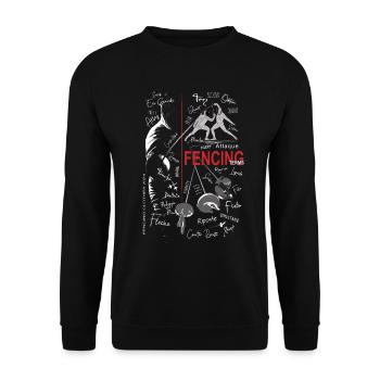 Fechten Begriffe Training Geschenk - Unisex Pullover - Schwarz - Vorne - Alina (178cm) & Michal (187cm)