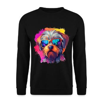 Morkie Dog Breed Colorful Pop Art with sunglasses - Unisex Sweatshirt - black - Front - Alina (178cm) & Michal (187cm)