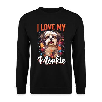Morkie chien race animal de compagnie j’aime mon Morkie - Sweat-shirt Unisexe - noir - Devant - Alina (178cm) & Michal (187cm)