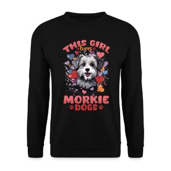 Morkie Dog Breeded Pet Cette fille aime les chiens Morkie - Sweat-shirt Unisexe - noir - Devant - Alina (178cm) & Michal (187cm)