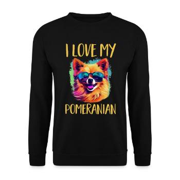 Pomeranian Pom Dog Pom-Pom - I Love my Pomeranian - Unisex Sweatshirt - black - Front - Alina (178cm) & Michal (187cm)