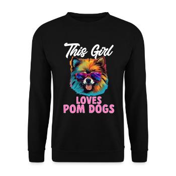 Pomeranian Pom Dog Pom-Pom This Girl loves Pom Dog - Unisex Pullover - Schwarz - Vorne - Alina (178cm) & Michal (187cm)