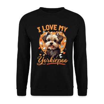 Yorkiepoo chien race animal de compagnie j’aime mon Yorkiepoo - Sweat-shirt Unisexe - noir - Devant - Alina (178cm) & Michal (187cm)
