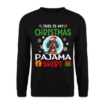 Dachshund Doxie Dog Christmas Pajama Merry X-mas - Unisex Pullover - Schwarz - Vorne - Alina (178cm) & Michal (187cm)