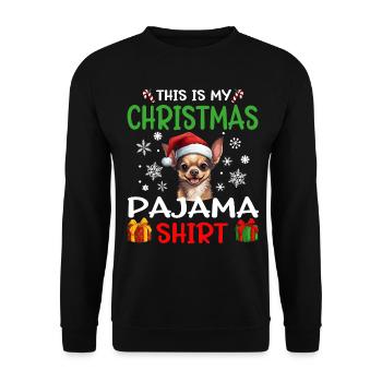 Chihuahua Chiwawa Dog Christmas Pajama Merry X-mas - Unisex Sweatshirt - black - Front - Alina (178cm) & Michal (187cm)