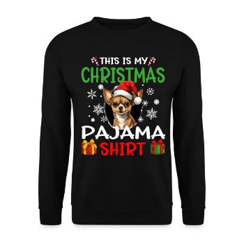 Chihuahua Chiwawa Dog Christmas Pajama Merry X-mas - Unisex Sweatshirt - black - Front - Alina (178cm) & Michal (187cm)
