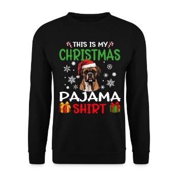 Boxer chien Noël pyjama joyeux Noël - Sweat-shirt Unisexe - noir - Devant - Alina (178cm) & Michal (187cm)