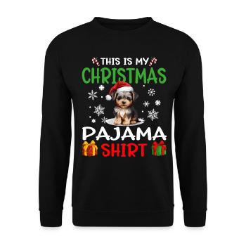 Yorkshire Terrier Yorkie Dog Christmas Pajama - Unisex Pullover - Schwarz - Vorne - Alina (178cm) & Michal (187cm)