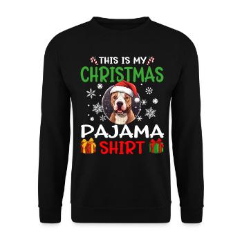 Pitbull Terrier Pittie Dog Christmas Pajama - Unisex Pullover - Schwarz - Vorne - Alina (178cm) & Michal (187cm)