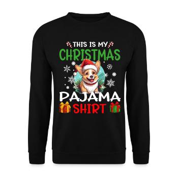Welsh Corgi Pembroke Dog Christmas Pajama - Unisex Pullover - Schwarz - Vorne - Alina (178cm) & Michal (187cm)
