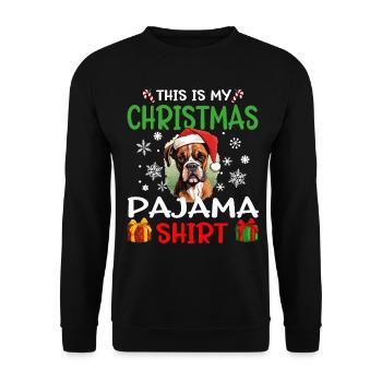 Boxer chien Noël pyjama joyeux Noël - Sweat-shirt Unisexe - noir - Devant - Alina (178cm) & Michal (187cm)