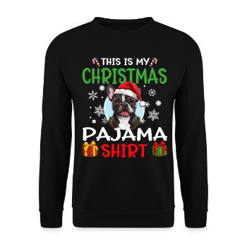 Bosten Terrier Dog Christmas Pajama Merry X-mas - Unisex Pullover - Schwarz - Vorne - Alina (178cm) & Michal (187cm)