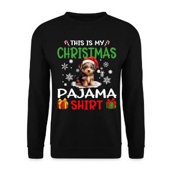Yorkshire Terrier Yorkie Dog Christmas Pajama - Unisex Pullover - Schwarz - Vorne - Alina (178cm) & Michal (187cm)