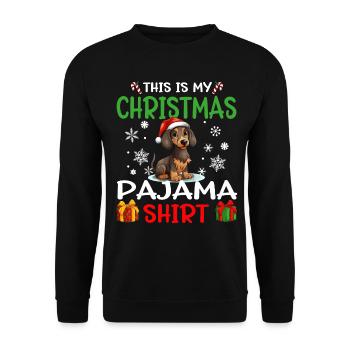 Dachshund Wiener Doxie Dog Christmas Pajama - Unisex Pullover - Schwarz - Vorne - Alina (178cm) & Michal (187cm)