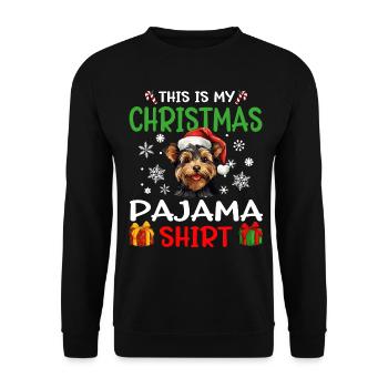 Yorkshire Terrier Yorkie Dog Christmas Pajama - Unisex Pullover - Schwarz - Vorne - Alina (178cm) & Michal (187cm)