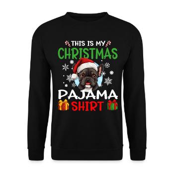 French Bulldog Frenchie Dog Christmas Pajama - Unisex Pullover - Schwarz - Vorne - Alina (178cm) & Michal (187cm)