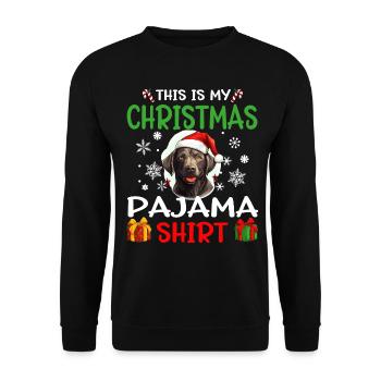Labrador Retriever Dog Christmas Pajama - Unisex Pullover - Schwarz - Vorne - Alina (178cm) & Michal (187cm)