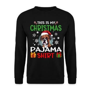 Boxer chien Noël pyjama joyeux Noël - Sweat-shirt Unisexe - noir - Devant - Alina (178cm) & Michal (187cm)