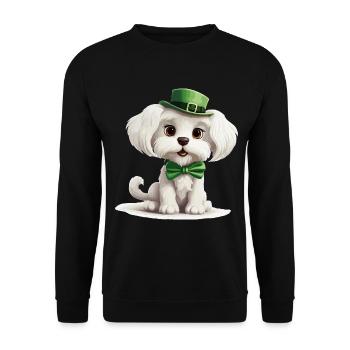 Chien maltais Fête de la Saint-Patrick Fête de la Saint-Patrick - Sweat-shirt Unisexe - noir - Devant - Alina (178cm) & Michal (187cm)