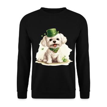 Chien maltais Fête de la Saint-Patrick Fête de la Saint-Patrick - Sweat-shirt Unisexe - noir - Devant - Alina (178cm) & Michal (187cm)