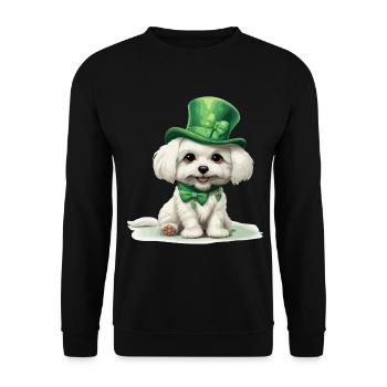 Chien maltais Fête de la Saint-Patrick Fête de la Saint-Patrick - Sweat-shirt Unisexe - noir - Devant - Alina (178cm) & Michal (187cm)