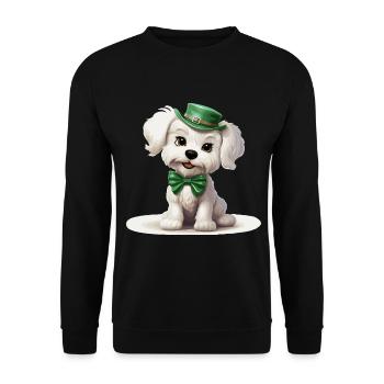 Chien maltais Fête de la Saint-Patrick Fête de la Saint-Patrick - Sweat-shirt Unisexe - noir - Devant - Alina (178cm) & Michal (187cm)