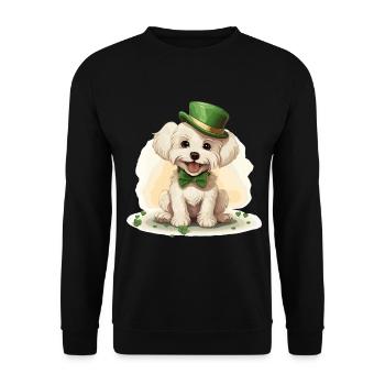 Chien maltais Fête de la Saint-Patrick Fête de la Saint-Patrick - Sweat-shirt Unisexe - noir - Devant - Alina (178cm) & Michal (187cm)