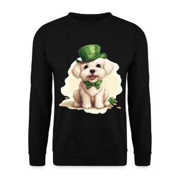 Chien maltais Fête de la Saint-Patrick Fête de la Saint-Patrick - Sweat-shirt Unisexe - noir - Devant - Alina (178cm) & Michal (187cm)