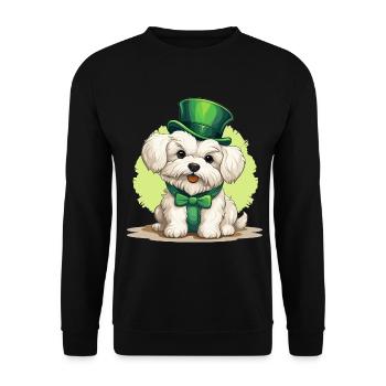 Chien maltais Fête de la Saint-Patrick Fête de la Saint-Patrick - Sweat-shirt Unisexe - noir - Devant - Alina (178cm) & Michal (187cm)