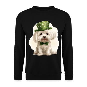 Chien maltais Fête de la Saint-Patrick Fête de la Saint-Patrick - Sweat-shirt Unisexe - noir - Devant - Alina (178cm) & Michal (187cm)