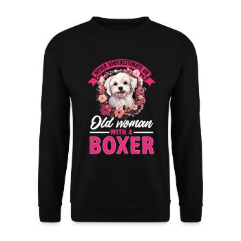 Maltese Dog Breed Pet Never Underestimate An - Unisex Pullover - Schwarz - Vorne - Alina (178cm) & Michal (187cm)