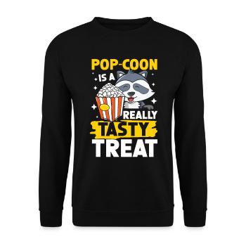 Pop-Coon is a Really Tasty Treat Waschbär - Unisex Pullover - Schwarz - Vorne - Alina (178cm) & Michal (187cm)