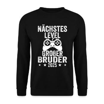 Nächste Level Großer Bruder 2025 - Unisex Pullover - Schwarz - Vorne - Alina (178cm) & Michal (187cm)