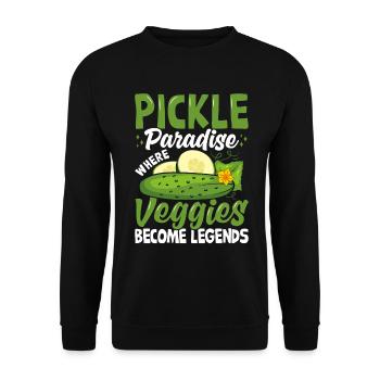 Pickle paradise- Gurken Geschenk - Unisex Pullover - Schwarz - Vorne - Alina (178cm) & Michal (187cm)