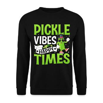 Pickle vibes happy times- Gurken Tshirt - Unisex Pullover - Schwarz - Vorne - Alina (178cm) & Michal (187cm)