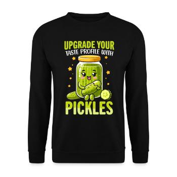 pickles- Gurken Geschenke, Gurken Tshirt - Unisex Pullover - Schwarz - Vorne - Alina (178cm) & Michal (187cm)